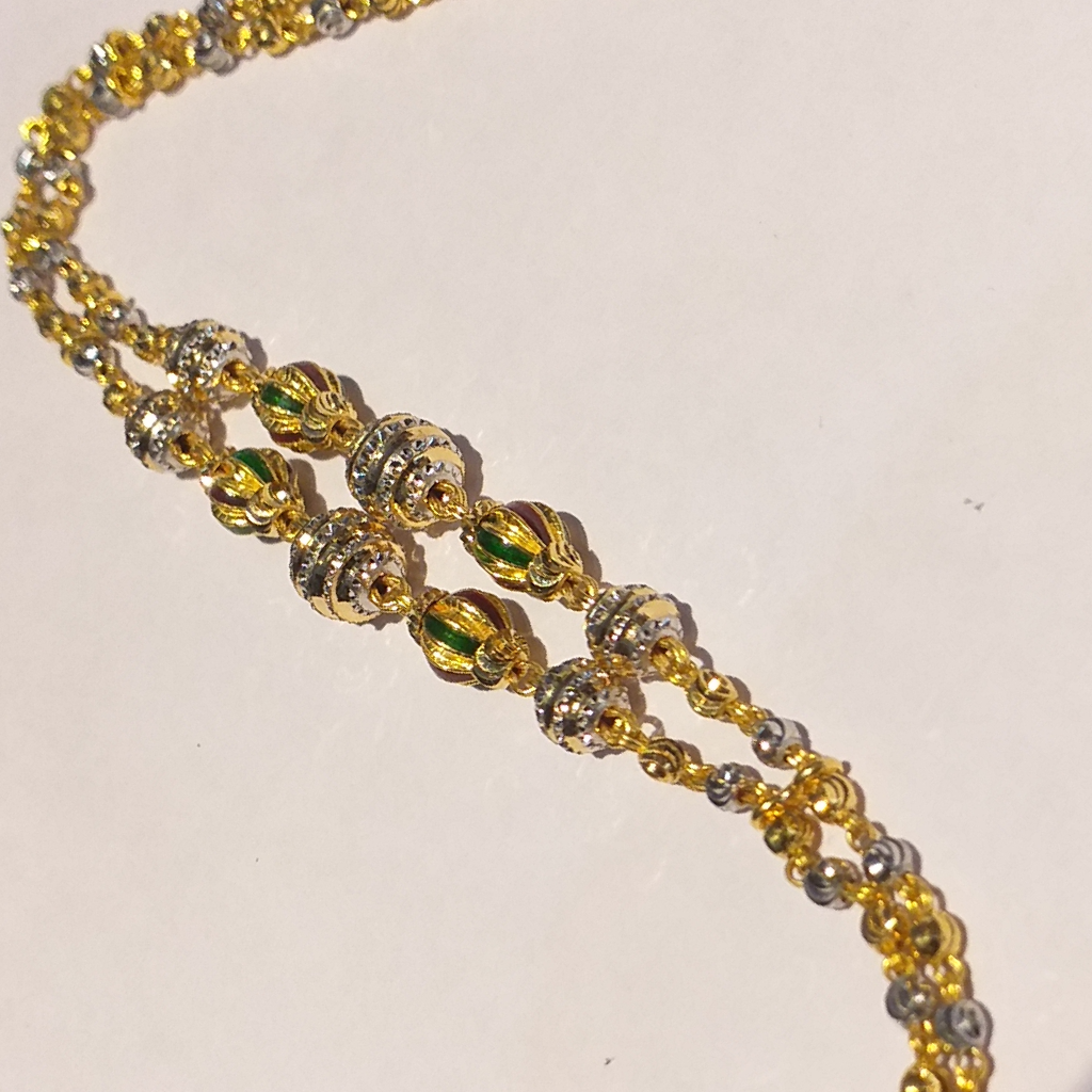 91.6 Gold Two Line Vartical Minakari Work Ladies Bracelet - Image 3