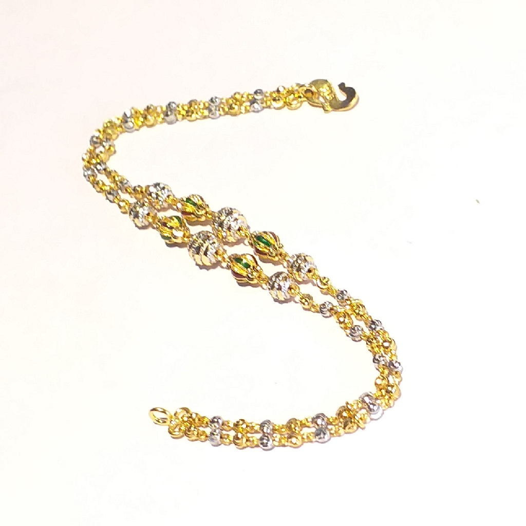 91.6 Gold Two Line Vartical Minakari Work Ladies Bracelet - Image 2