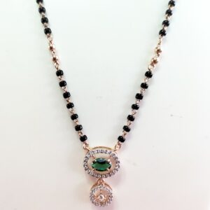 18k Rose Gold Green And White Diamond  Mangalsutra