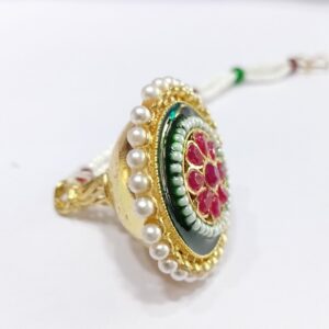 One gram gold diamond with Kundan Work moti bor
