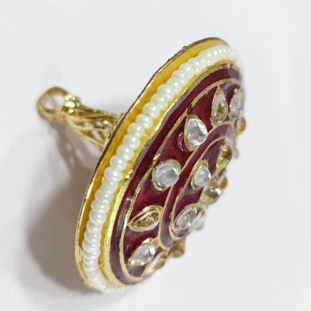 One gram gold diamond with Minakari Work bor - Image 2