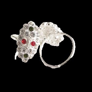 Silver Red And Green Diamond Fancy Toe Rings
