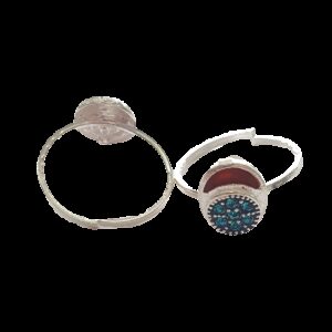 Silver Blue Diamond Fancy Toe Rings