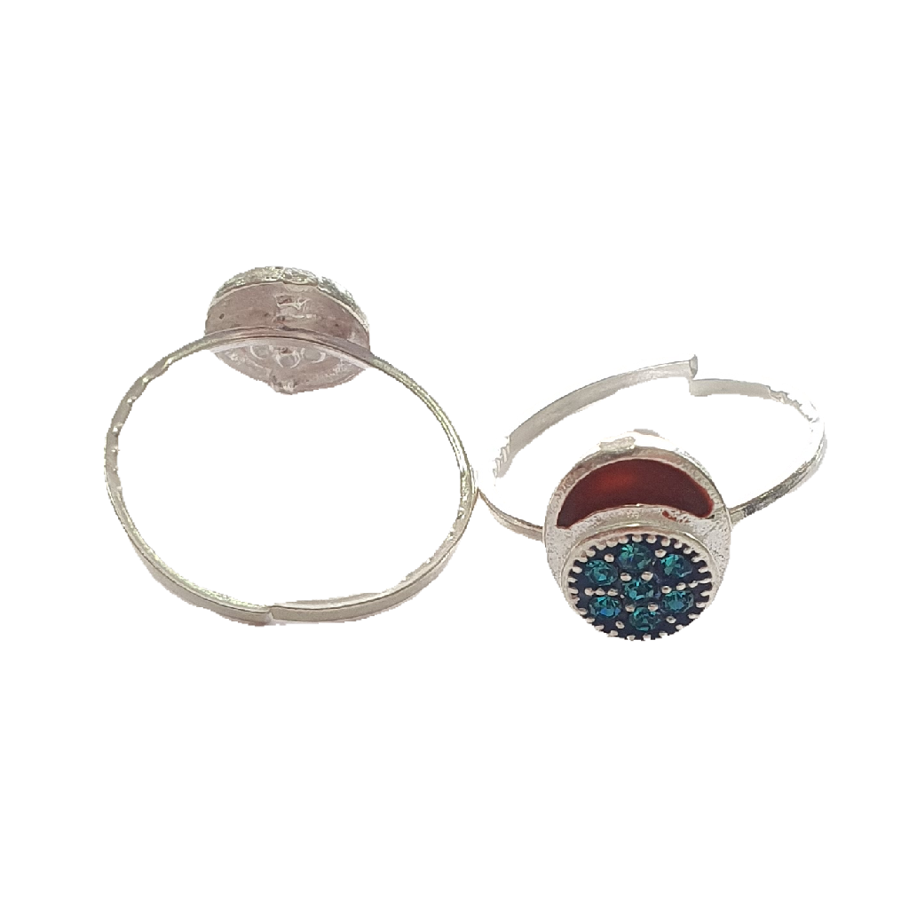 Silver Blue Diamond Fancy Toe Rings