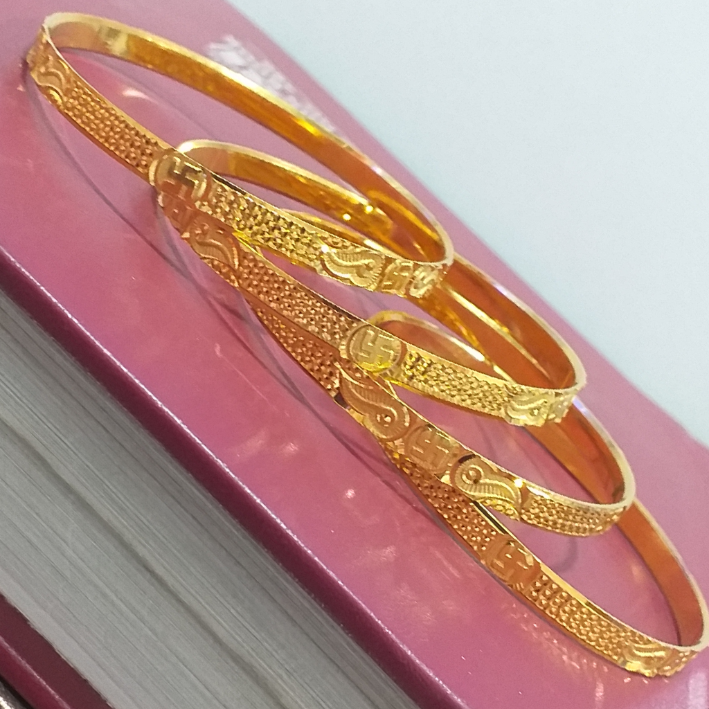 One gram Gold Swastik Design 4 Piece Bangles - Image 3