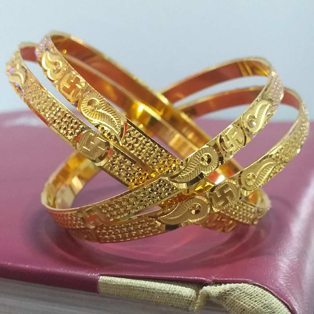 One gram Gold Swastik Design 4 Piece Bangles - Image 2