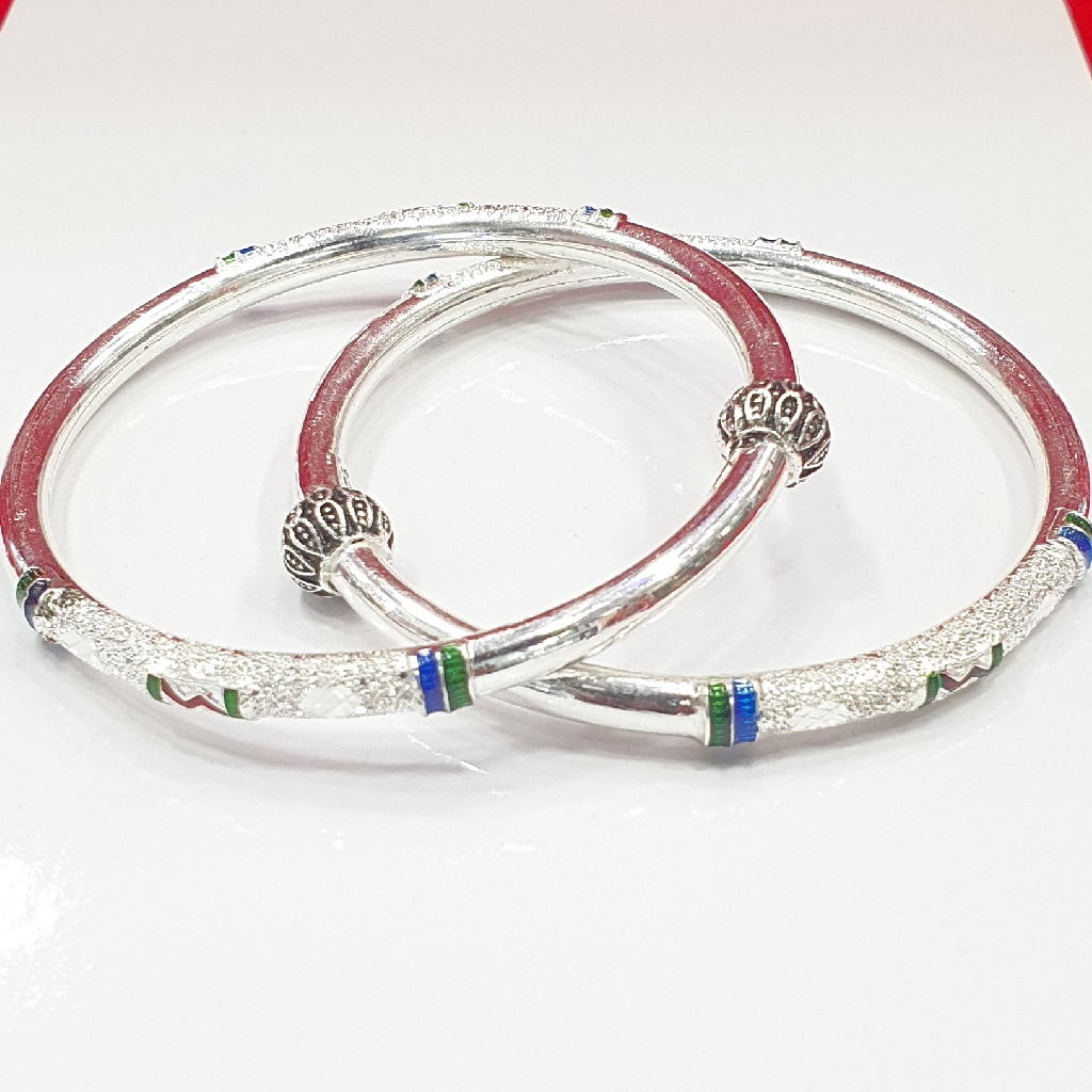 92.5 Silver Meena Casual Fancy Bangles - Image 2