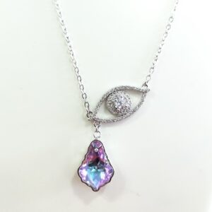 92.5 Silver Blue And White Diamond Fancy Chain Pendant
