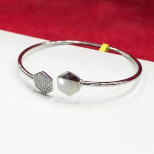 Silver 92.5 Hexagon Diamond Fancy Bangles