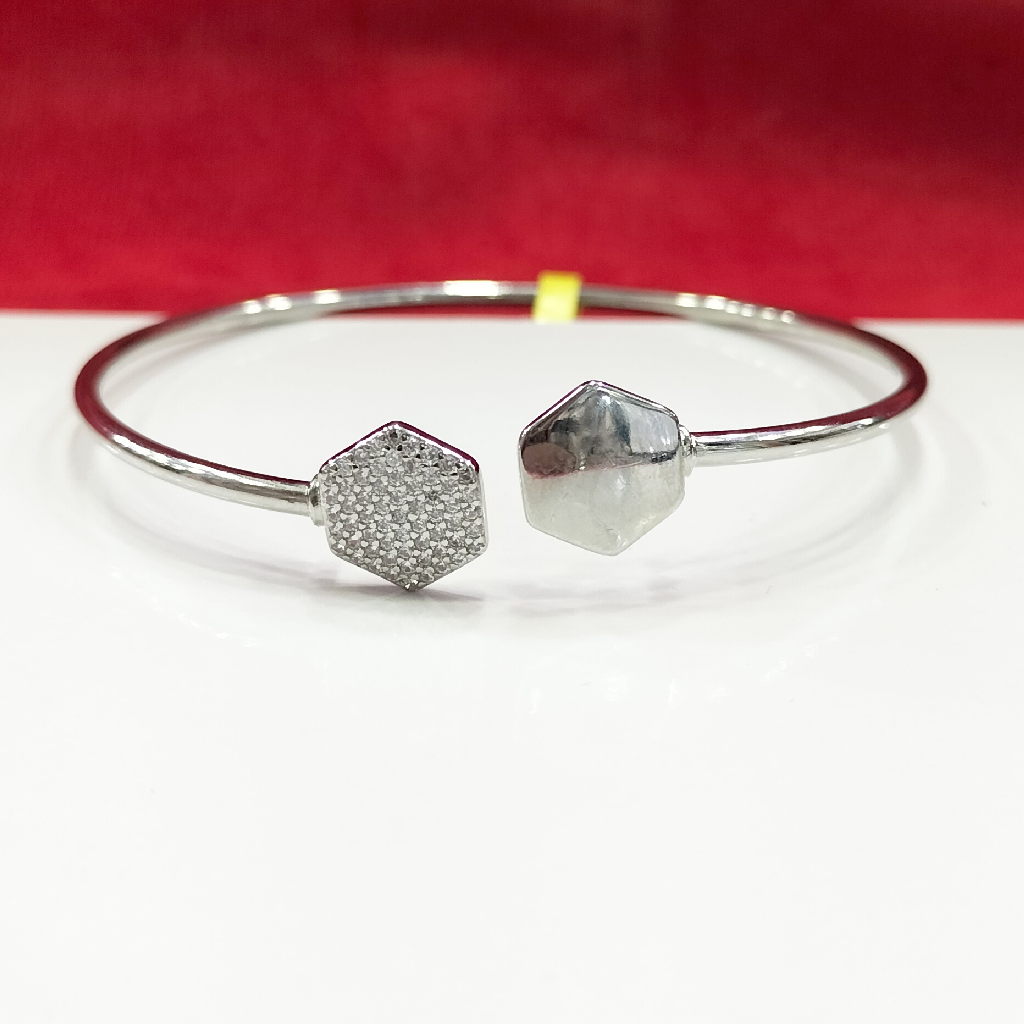 Silver 92.5 Hexagon Diamond Fancy Bangles