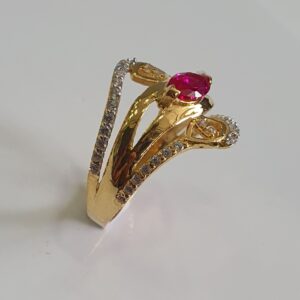 22k 91.6 Gold Pink stone diamond fancy design ring