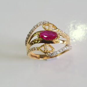 22k 91.6 Gold Pink stone diamond fancy design ring