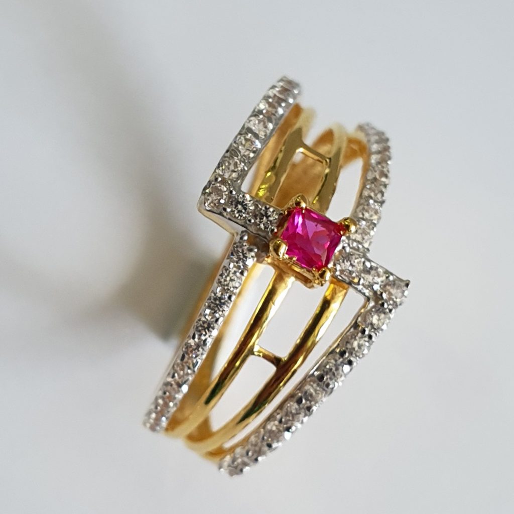 22k 91.6 Gold Antique Design And Diamond Ring - Image 3