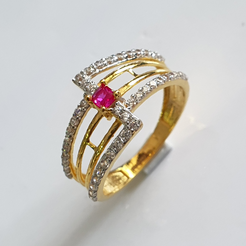 22k 91.6 Gold Antique Design And Diamond Ring - Image 2