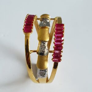 22k gold pink dimond antique design for women ring