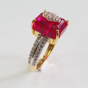 22k gold pink stone diamond fancy ring
