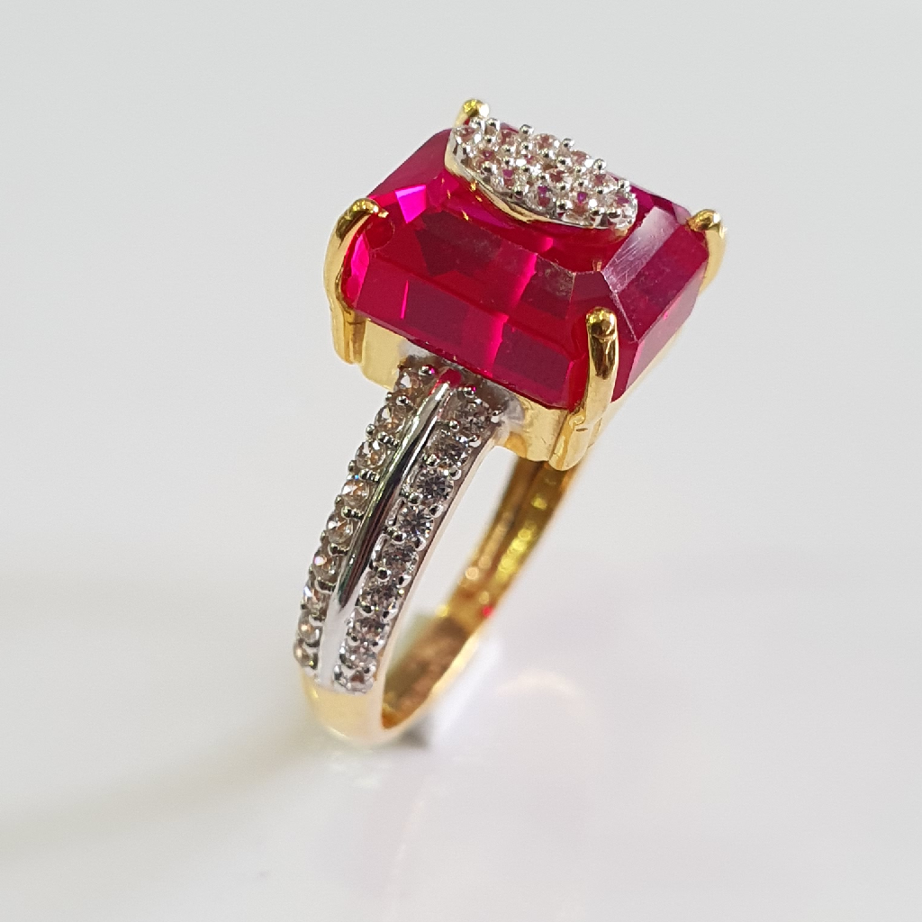 22k gold pink stone diamond fancy ring - Image 3