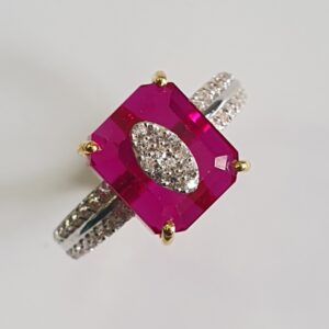 22k gold pink stone diamond fancy ring