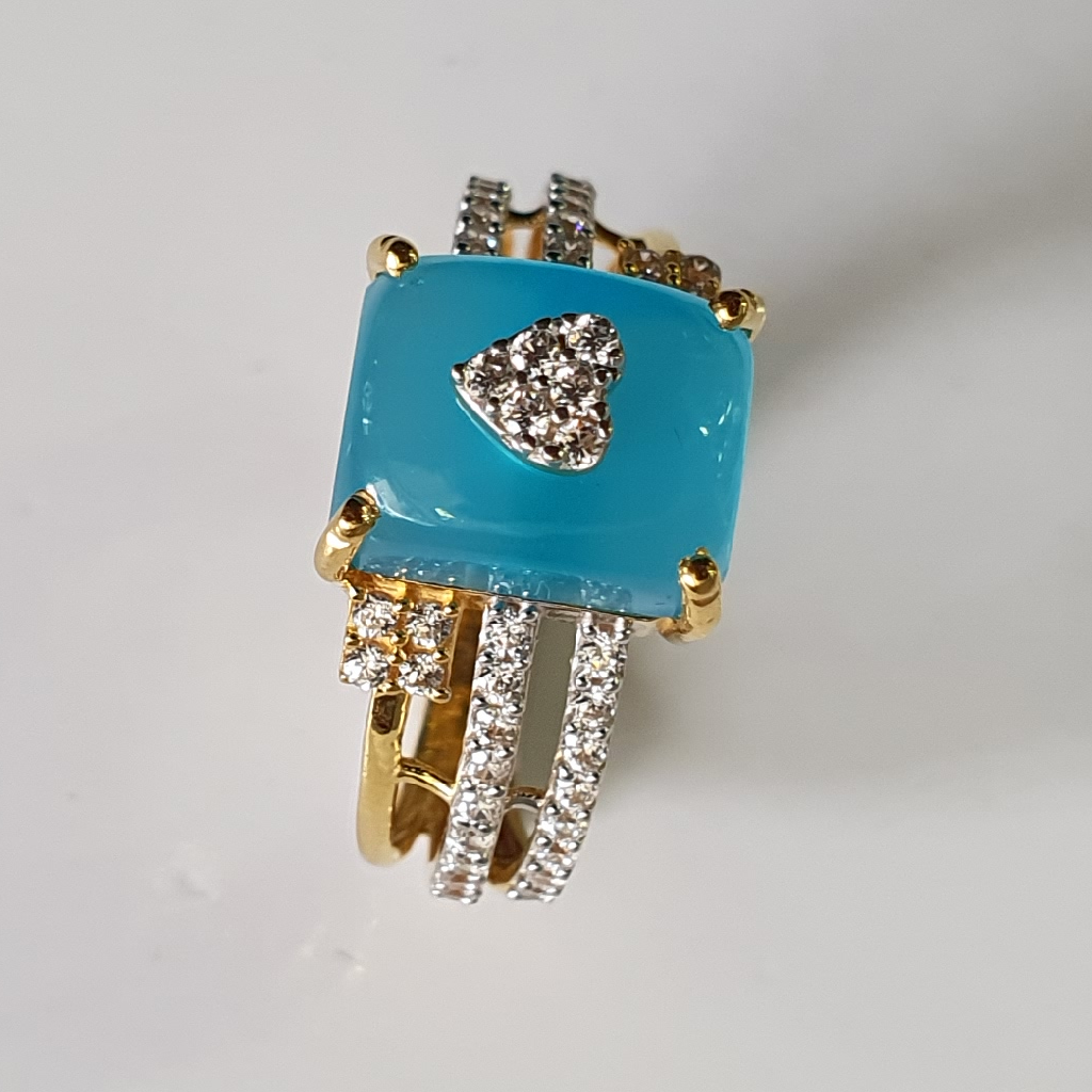 22k gold ring blue stone fency Design