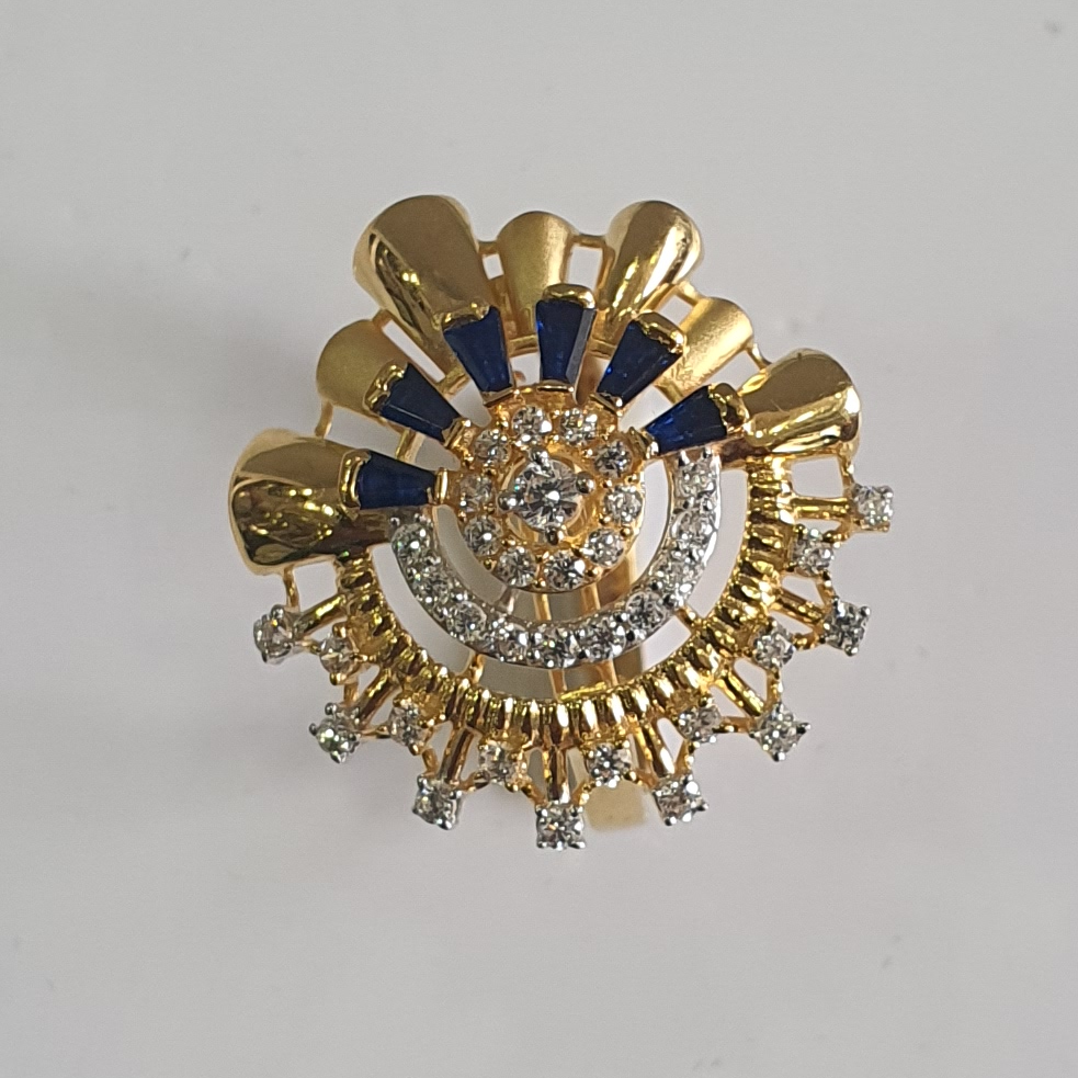 Blue And White Diamonds Antique Design Ring - Image 3