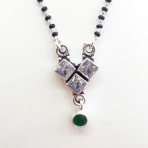 Silver 92.5 White And Green Diamond Mangalsutra