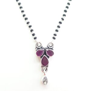 Silver 925 Red Diamond Fancy Ladies Mangalsutra