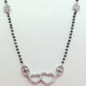 Silver 92.5 Heart Shape Diamond Fancy Mangalsutra