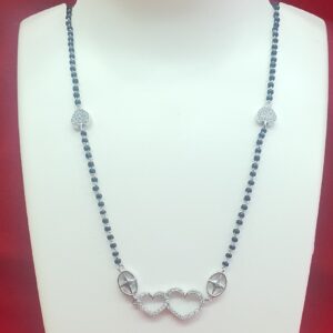 Silver 92.5 Heart Shape Diamond Fancy Mangalsutra