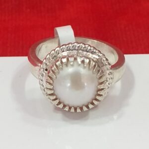 Silver chandra stone ladies ring