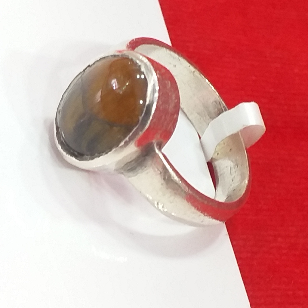 Silver tiger stone gents ring - Image 2