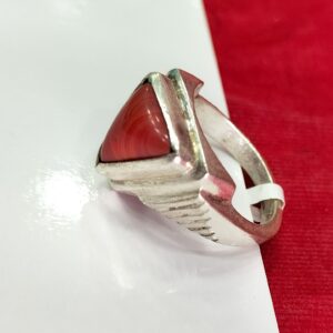 Silver mangal stone gents ring