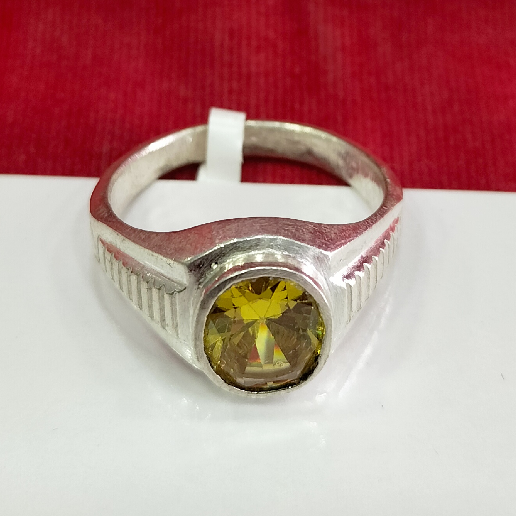 Silver guru stone gents ring