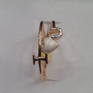 18k rose gold heart with Rhodium Design Ring