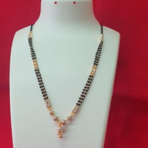 91.6  Light Weight Gold  And Black Beads Mangalsutra  Designs