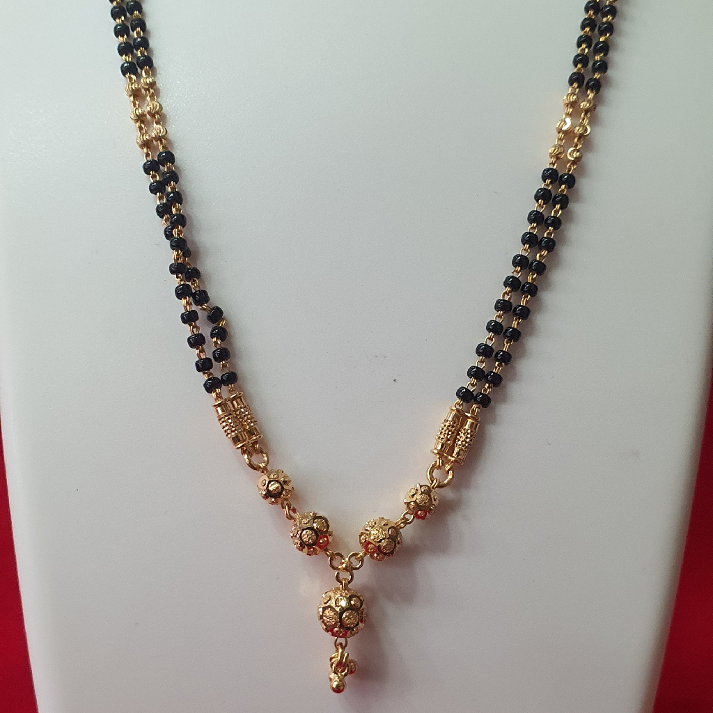 916 Gold Two Line Fancy Cristal Bol Mangalsutra - Image 2