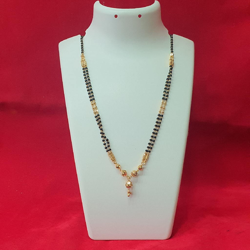 916 Gold Two Line Fancy Cristal Bol Mangalsutra