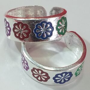 Silver Abhooshan Enamel Sterling Fancy Toe Rings