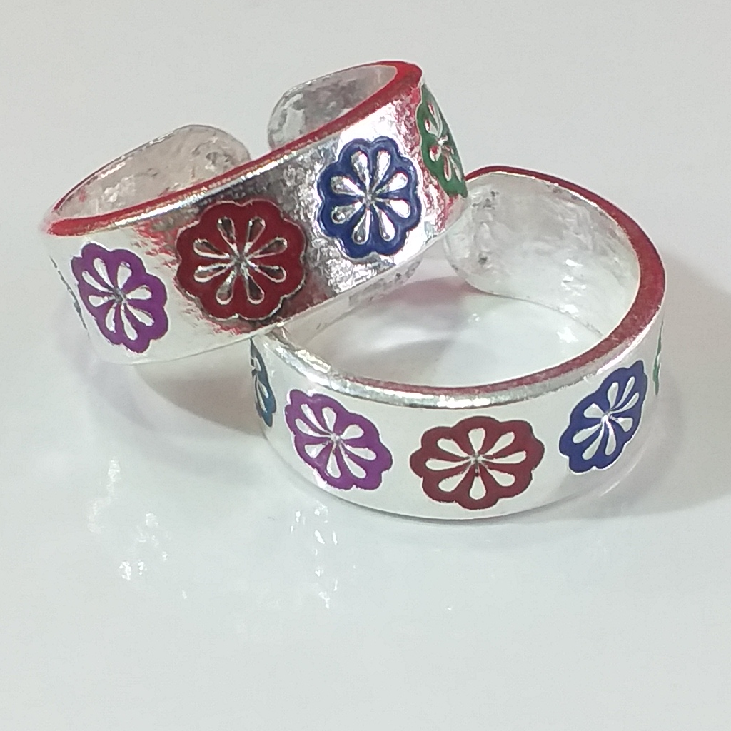 Silver Abhooshan Enamel Sterling Fancy Toe Rings