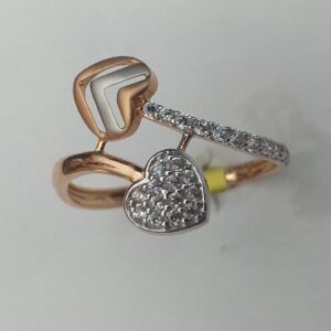 18 K Rose Gold Heart & Diamond's Design Ring for Women