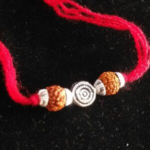 Silver Rudraksh & Fancy Brouch Rakhi