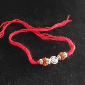 Silver Rudraksh & Fancy Brouch Rakhi