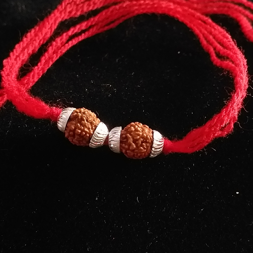 Silver Two Rudraksh Rakhi - Image 2
