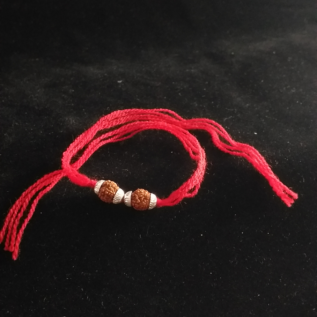 Silver Two Rudraksh Rakhi