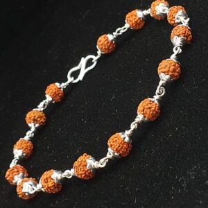 Silver Singale Line Simple Rudrax Rakhi
