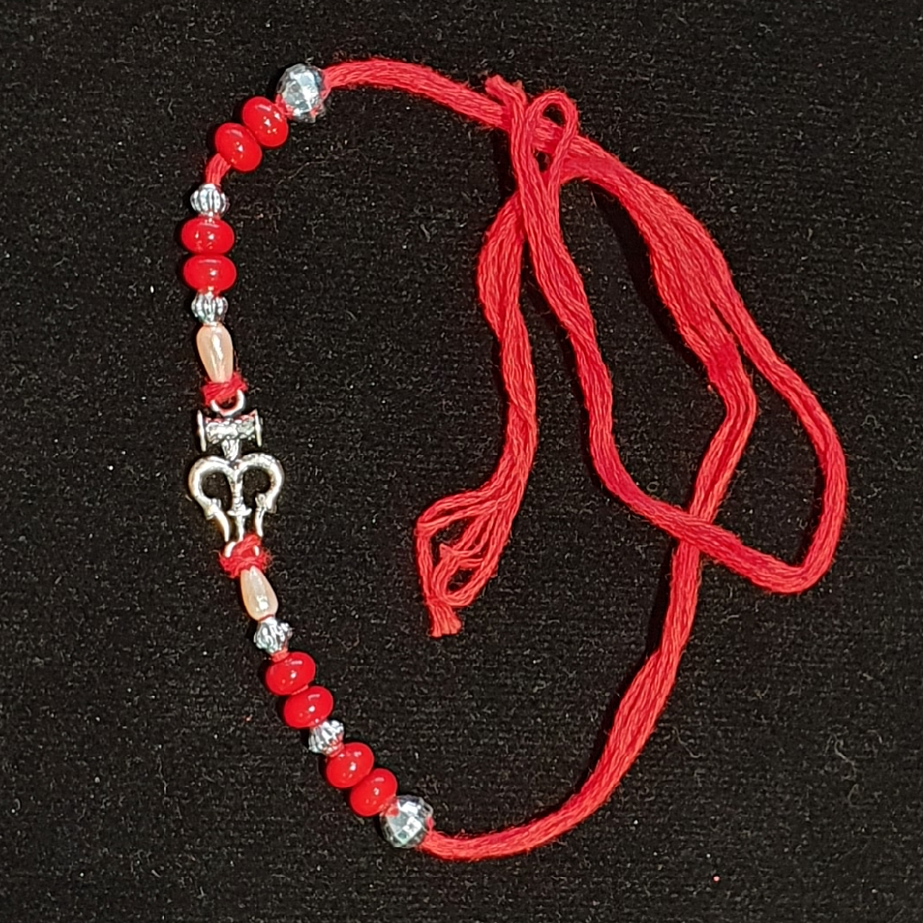 Silver 92.5 trishul damru rakhi - Image 2