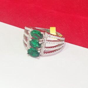 92.5 Silver White And Green Diamond