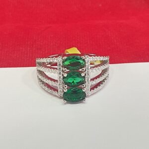 92.5 Silver White And Green Diamond