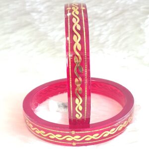Gold red fancy bangles