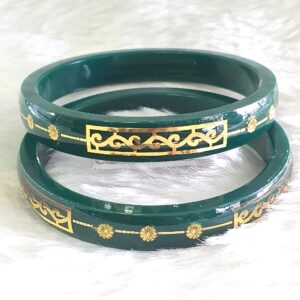 Gold Green Fancy Bangles
