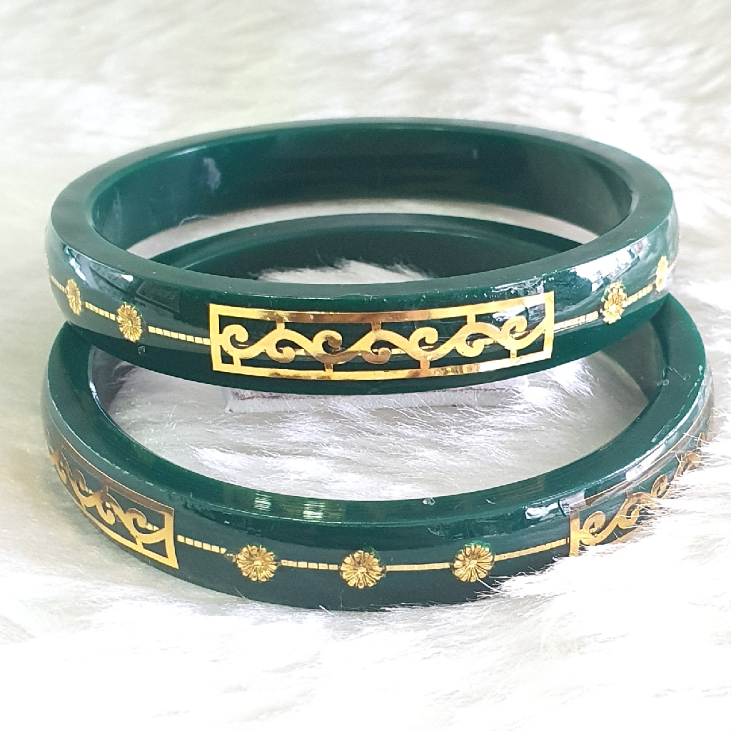 Gold Green Fancy Bangles - Image 2